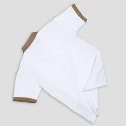 try this Men Colorblock Zip Neck Cotton Blend White T-Shirt image 2