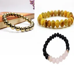 Divine souvenirs Unisex Set Of 3 Artificial Beaded Elasticated Bracelets-picture-53