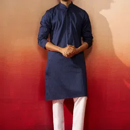 VASTRAMAY Men Yoke Design Regular Thread Work Kurta with Pyjamas-image-91