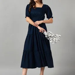 Raiyani Enterprise Women Solid Square Neck Fit and Flare Dress-picture-34