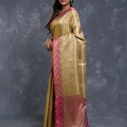 PALLU PATARI Ethnic Motifs Woven Design Tissue Banarasi Saree image 2