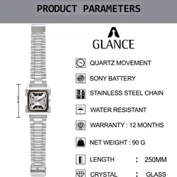Aglance Unisex Square Dial & Straps Analogue Watch New330_AG1574SM01 image 4