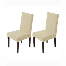 HOUSE OF QUIRK 2-Pcs Beige Patterned 220 GSM Chair Cover-image-52