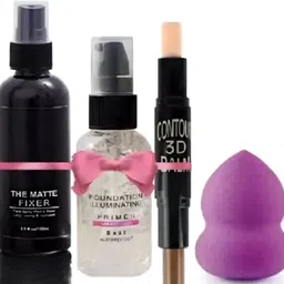 grasp Professional makeup combo kit of Matte fixer, Primer, 2in Contour stick, puff-picture-10