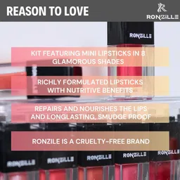 ronzille Mini Long Lasting Waterproof Non Transfer Liquid Lipstick-Kit Set of 8 image 2