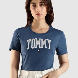 Tommy Hilfiger Brand Logo Printed Round Neck Pure Cotton T-shirt-image-65