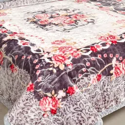 Signature Cream-Coloured Floral Mild Winter 380 GSM Double Bed Blanket image 2