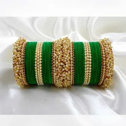 TRIOXY Green Glass Artificial Stones & Beads Bangle image 1
