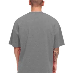Leotude Men Solid Round Neck Cotton Oversized T-shirt image 4