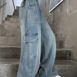 LULU & SKY Girls Wide Leg High-Rise Light Fade Stretchable Jeans image 4