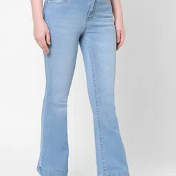 Kraus Jeans Women Flared High-Rise Light Fade Jeans image 2