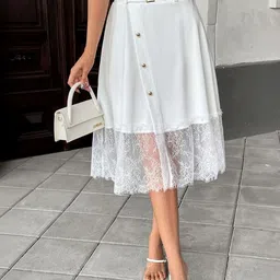 KPOP Women Flared Knee-Length Skirts image 3