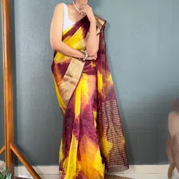 SHOPLANCE Tie and Dye Zari Organza Kanjeevaram Saree image 5