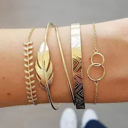 DressBerry Set Of 5 Gold-Plated Cuff Bracelets-picture-38