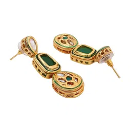 AARSEE OFFICIAL Anti-Tarnish22KT Gold Plated Emerald Elegance Earrings image 4