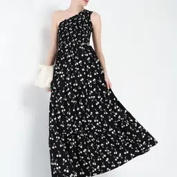 SHOWOFF Women Conversational Printed One Shoulder Fit & Flare Maxi Dress-image-25