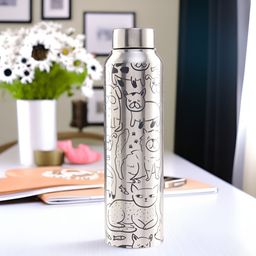 UMAI Steel & Black Single Stainless Steel Printed Water Bottle-picture-19