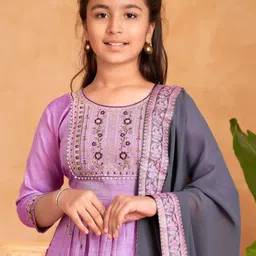 BAESD Girls Embroidered Regular Thread Work Kurta with Patiala & With Dupatta-image-79