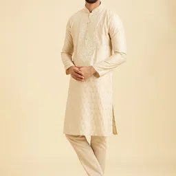 Manyavar Adults-Men Woven Design Kurta with Pyjamas image 3