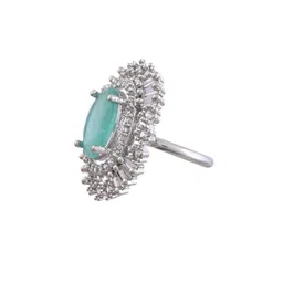 Silvermerc Designs Sliver-Plated American Diamond-Studded Circle Finger Ring image 3