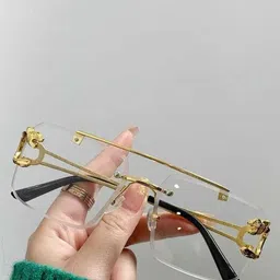 EYMEN I Unisex Half Rim Square Sunglasses Dirty Jaguar@Clear image 3