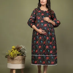 LALI JAIPUR Floral Printed Cotton Maternity Kurta-picture-19