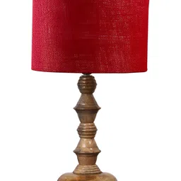 Aura Maroon Wood Traditional Abstract Shaped Table Lamp image 5