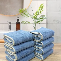 LABHAM 8-Pcs Blue & Beige Super Soft Ultra Absorbent 450 GSM Bath Towel image 2