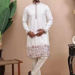 RANGKALP Men Ethnic Motifs Embroidered Festive Straight Kurta-image-10