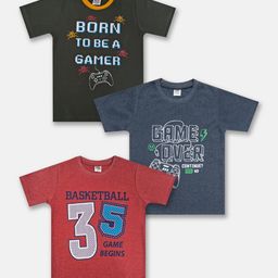 Here&Now X Game Begins Boys Set of 3 Assorted Printed T-shirts-picture-32