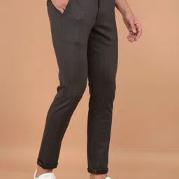 Crimsoune Club Men Mid-Rise Checked Slim Fit Chinos Trousers image 2