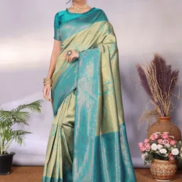 oxalis Ethnic Motifs Woven Design Zari Banarasi Saree-picture-25