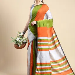 DESH BIDESH Striped Silk Cotton Saree-picture-20