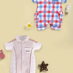 BABY GO Infant Boys Pack Of 2 Printed Pure Cotton Rompers-picture-32