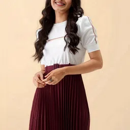 all about you Puff Sleeve Crepe Fit & Flare Midi Dress image 5