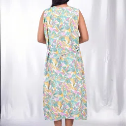 CLYMAA Green Viscose Rayon Maxi Printed Nightdress image 3