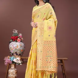 LeeliPeeri Designer Woven Design Zari Linen Blend Saree image 4