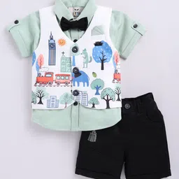 LITTLE COLLARS Boys Short Sleeves Shirt with Shorts and Waistcoat-image-44