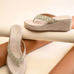 Rocia Women Ethnic Embellished Wedge Heel Sandals-picture-15