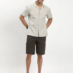 Indian Terrain Men Classic Slim Fit Textured Cuban Collar Cotton Casual Shirt image 5