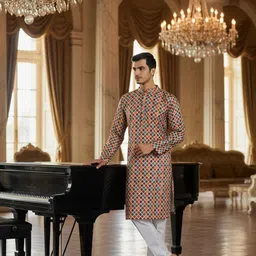 SZN Men Geometric Printed Kurta image 2