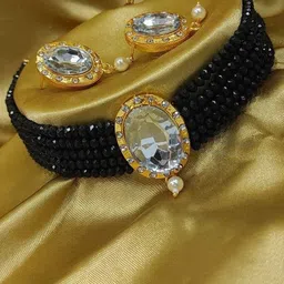 Gyaan Jewels Kundan-Studded & Beaded Jewellery Set-image-80
