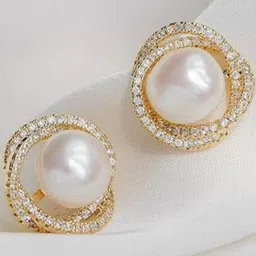 Tiso Women Gold-Plated Alloy Studs image 4