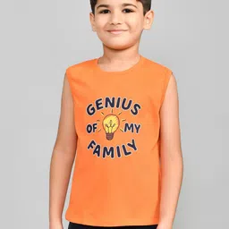 Lux Cozi Boys Printed Round Neck Sleeveless Pure Cotton T-shirt With Shorts-picture-31