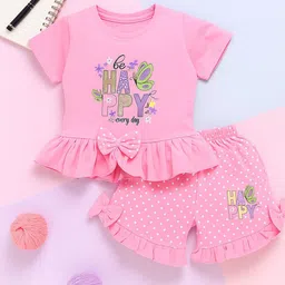 CERABI Girls Printed Pure Cotton T-Shirt With Shorts-image-43