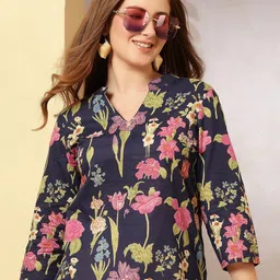 Anouk Rustic Women Floral Printed Mandarin Collar Cotton Top-picture-13