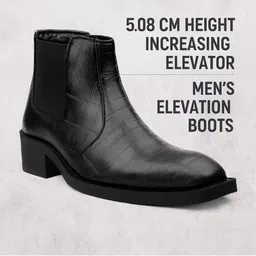 Bxxy Men Textured Height Increasing Elevator Heel Chelsea Boots image 4