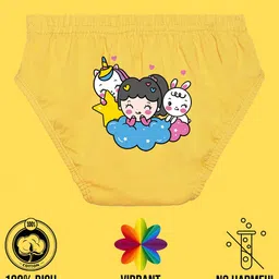 NUSYL Girls Pack Of 5 Magical Printed & Unicorn Printed Pure Cotton Basic Briefs image 5