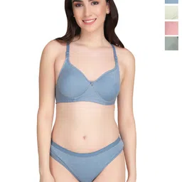 Liigne Pack Of 4 Everyday Non Padded Bra Pure Cotton Lingerie Set-picture-16