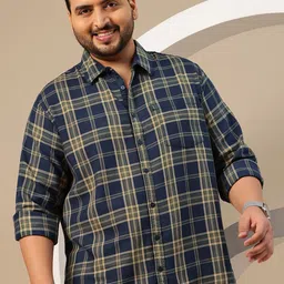 Sztori Plus Size Pure Cotton Tartan Checks Casual Shirt-picture-17